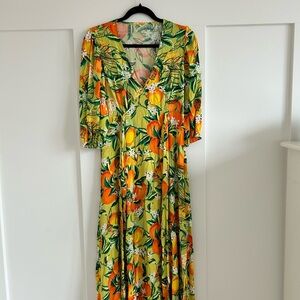 Floral V-Neck Sun Benito Crepe Maxi Dress